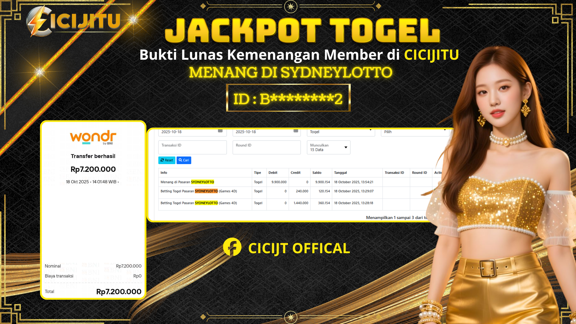 CICIJITU JACKPOT DI SYDNEY LOTTO Rp. 7.200.000 , LUNAS