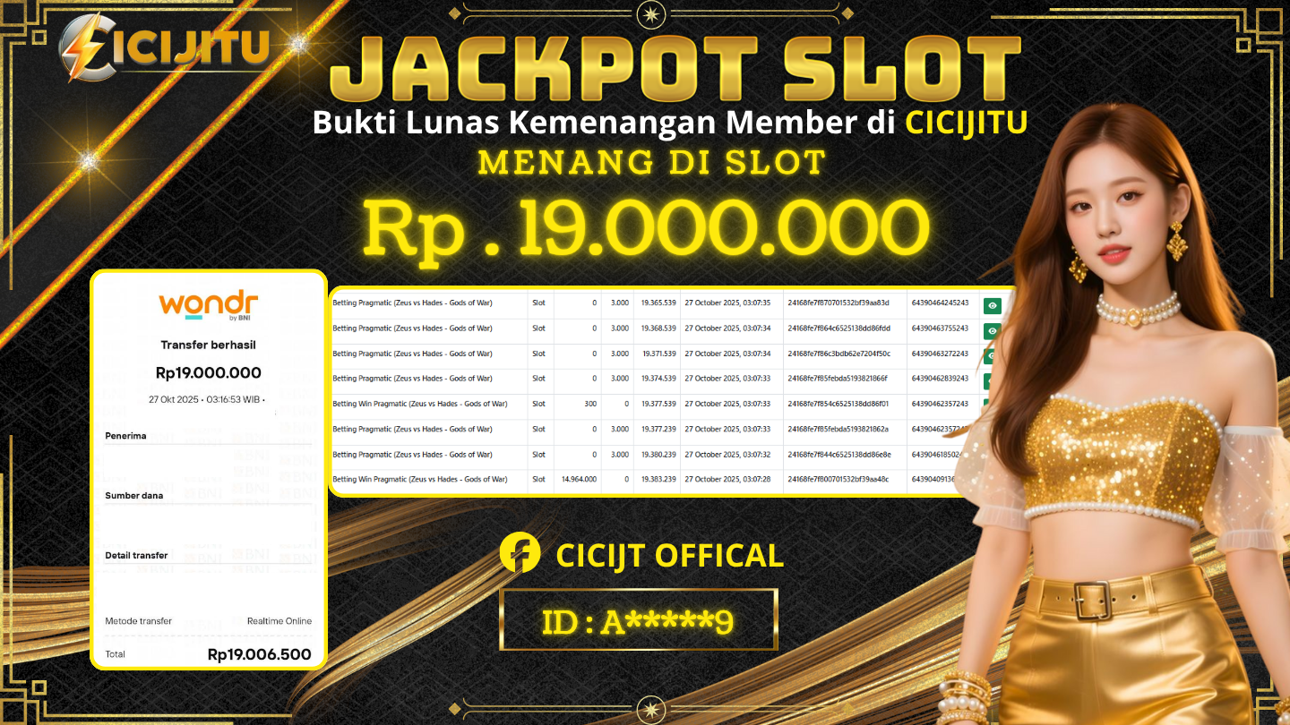 CICIJITU JACKPOT DI GAME SLOT - ZEUS VS HADES Rp. 19.000.000 , LUNAS
