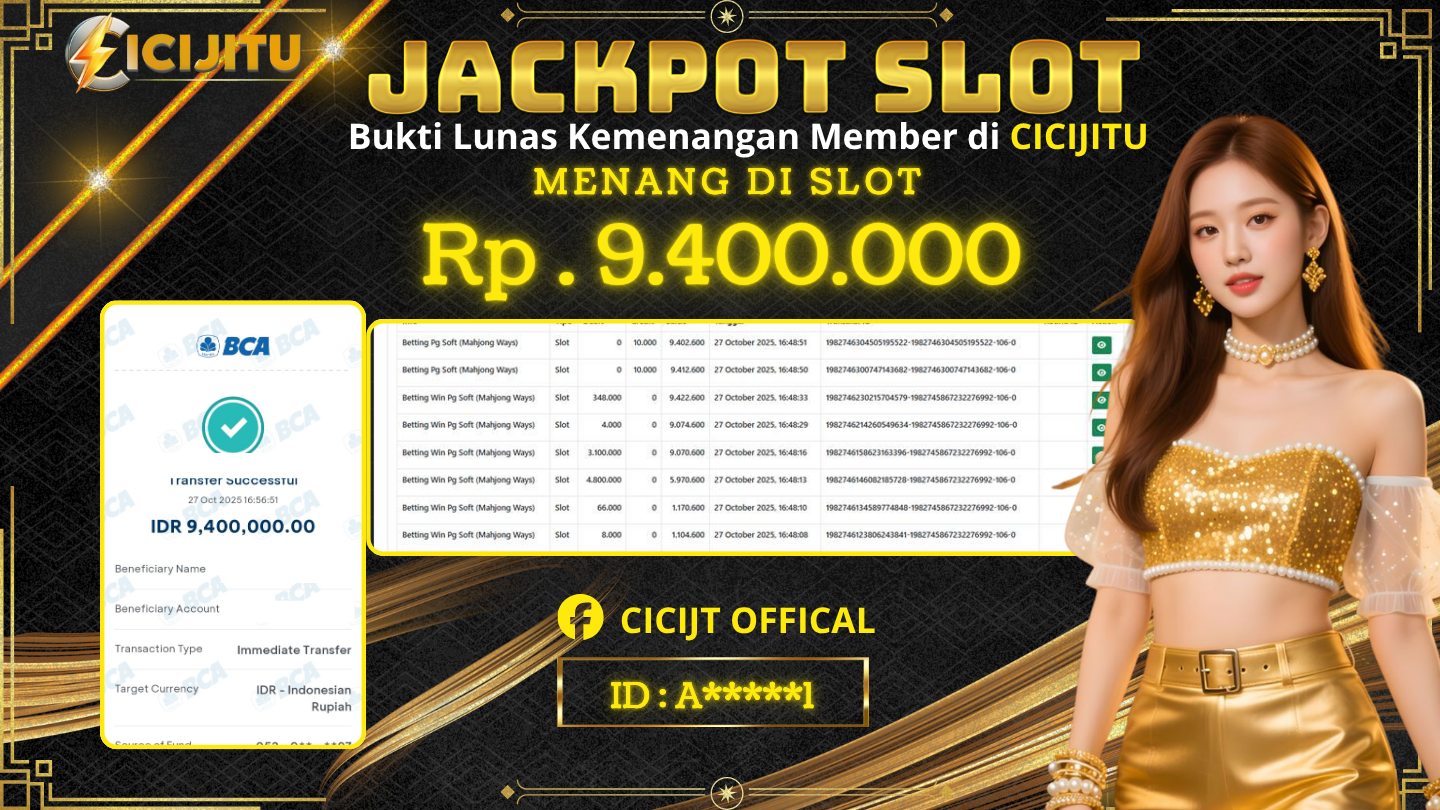 CICIJITU JACKPOT DI GAME SLOT - MAHJONG WAYS Rp. 9.400.000 , LUNAS